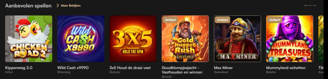Aanbevolen casinospellen bij Harrycasino met slots en jackpotspellen